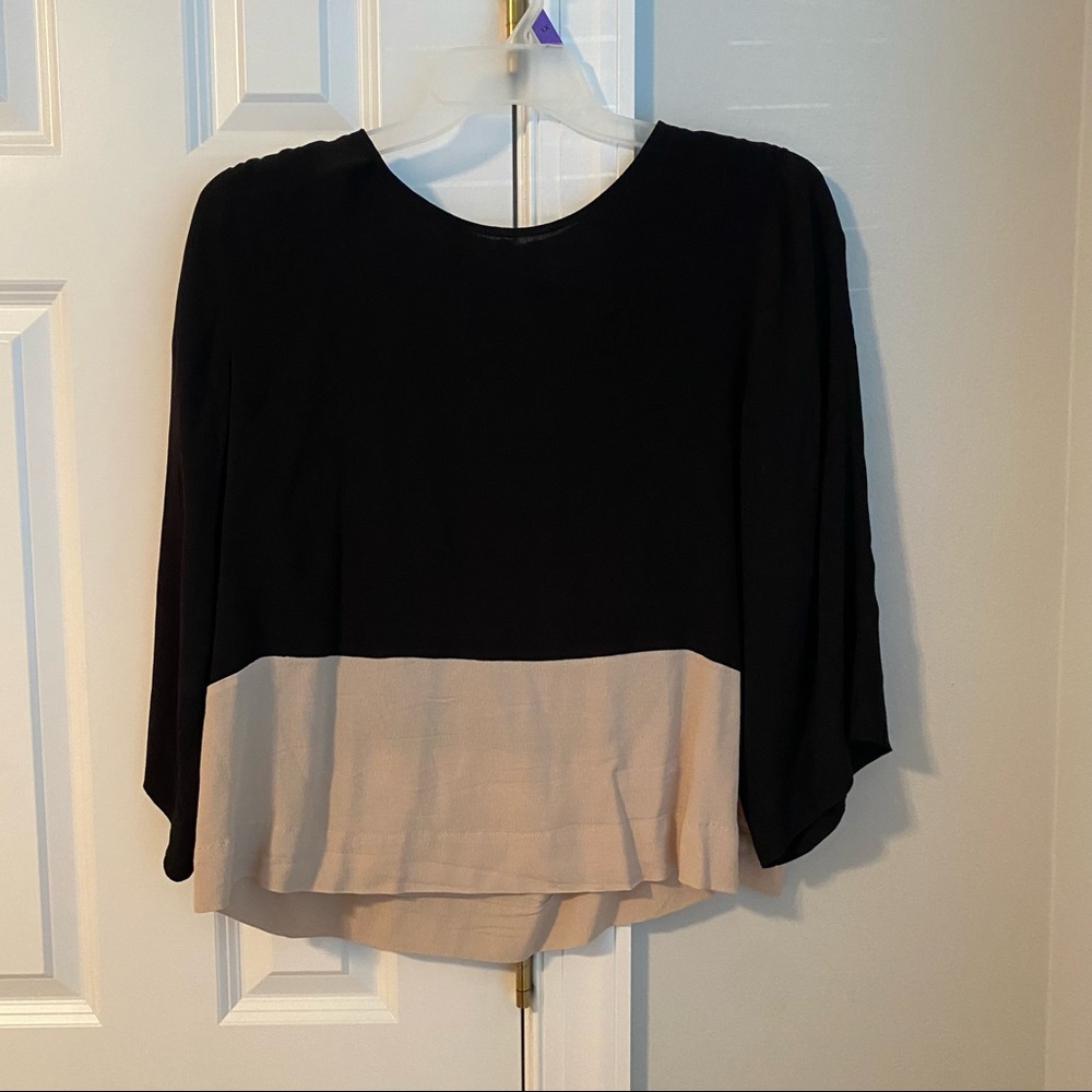 Black and beige blouse